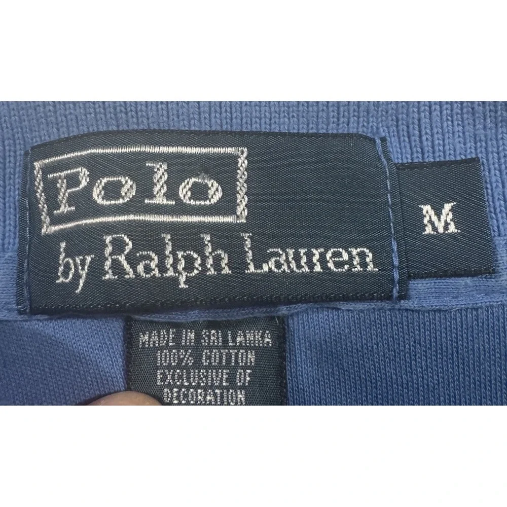 VTG 90s Polo Ralph Lauren Mens Medium Blue Short Sleeve Red Pony Polo Shirt